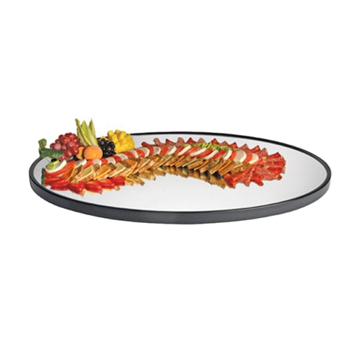 Cal-Mil RR322 Gourmet 24" x 32" x 1"H Oval Mirror Display Tray