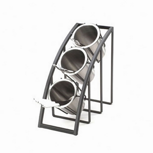 Cal-Mil 1747-3-13 Mission 7" x 13" x 13"H Black 3-Tier Condiment Organizer
