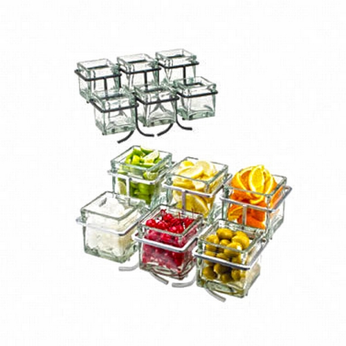 Cal-Mil 1809-39 14" x 9" Silver Iron 2-Tier Condiment Organizer