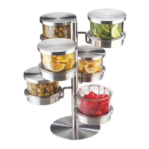 Cal-Mil 1858-4-55 Mixology 14" x 11" Stainless Steel 6-Tier Condiment Holder