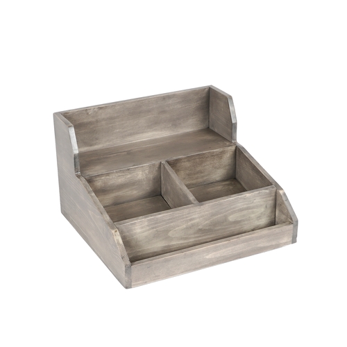 Cal-Mil 2019-110 Aspen 14" x 15" Gray-Washed Pine Wood Cup/Lid Organizer