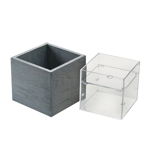 Cal-Mil 22096-83 Ashwood 7.5" x 7.5" x 7"H Gray Oak Wood Condiment Holder