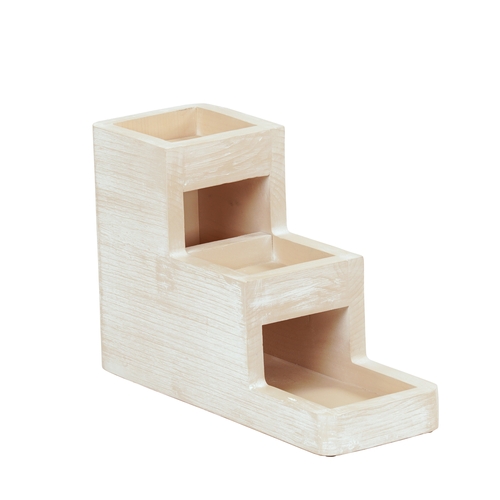 Cal-Mil 22447-113 Newport 5" x 14" 3-Tier Pine Wood Condiment Organizer