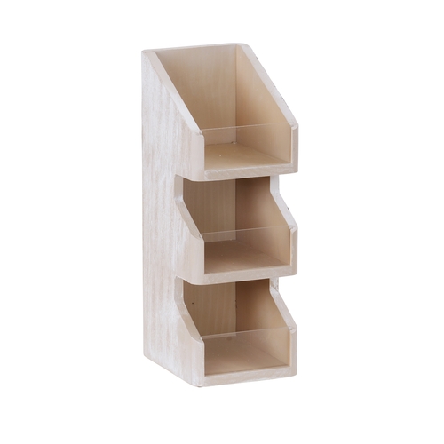 Cal-Mil 22455-3-113 Newport 6" x 7" White-Washed Pine Wood Condiment Organizer