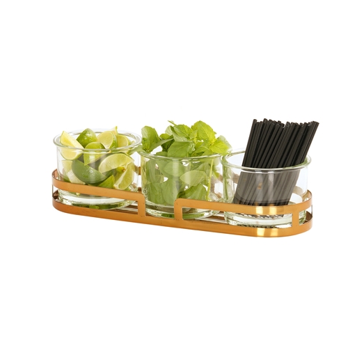 Cal-Mil 23797-5-130 Brooklyn 13.5" x 5" Antique Brass Bar Condiment Holder