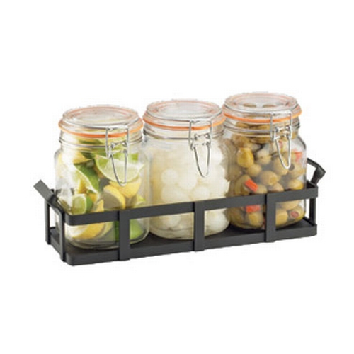 Cal-Mil 3336-13 12.75" x 5" x 5.75"H Black Metal Bar Condiment Organizer