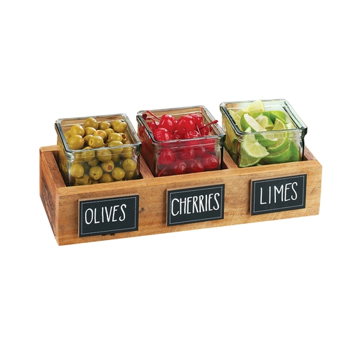 Cal-Mil 3406-3 Madera 14" x 5.5" x 3"H Rustic Pine Condiment Organizer