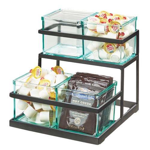 Cal-Mil 3604-13 10.25" x 11" x 11.5" Black Metal 2-Tier Condiment Organizer