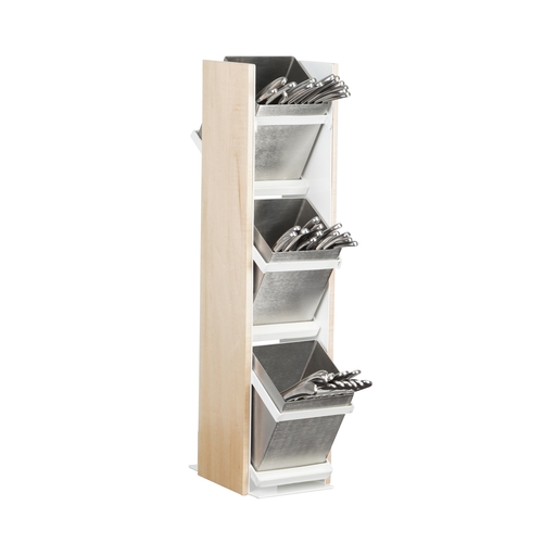 Cal-Mil 22048-15 Blonde 4.5" x 7" Maple Wood 3-Tier Flatware Holder