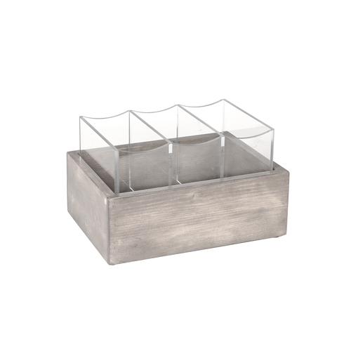 Cal-Mil 3408-110 Aspen 6" x 9" x 5.25"H Gray Pine Wood Flatware Holder