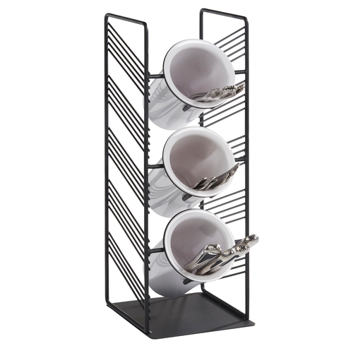 Cal-Mil 4105-13 Portland 6.75" x 7.75" x 19"H Black Wire Flatware Holder
