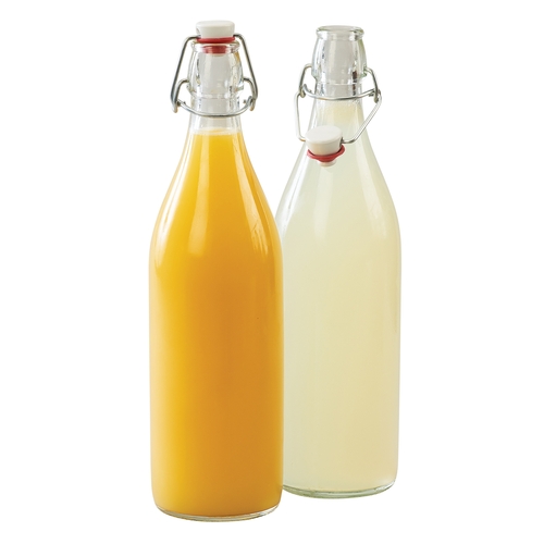 Cal-Mil 3674-34 3.25" Dia. x 12.5"H Clear Glass 34 oz. Bottle - 6 Each