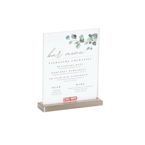 Cal-Mil 22385-811-55 Modern 9.25" x 2.6" Stainless Steel Sign Holder - 3 Each