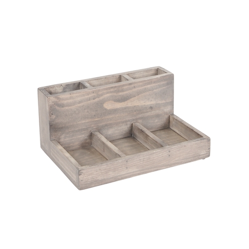 Cal-Mil 796-110 Aspen 6" x 9" x 4.3"H Gray Pine Wood Stir-Stick Holder