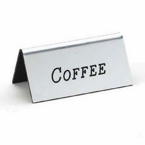 Cal-Mil 228-1-010 3" x 1.5"H Silver "Coffee" Beverage Tent Sign - 1 Doz