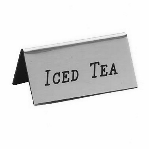 Cal-Mil 228-5-010 3" x 1.5"H Silver "Iced Tea" Beverage Tent Sign - 1 Doz