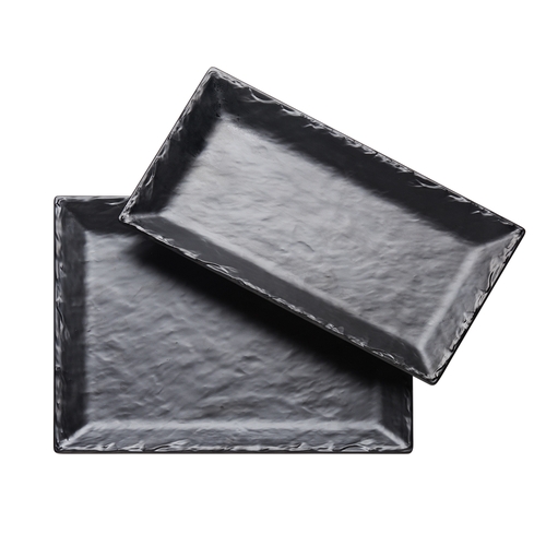 Cal-Mil 3459-76-65M 7" x 6.5" Black Melamine Spoon Rest - 3 Each