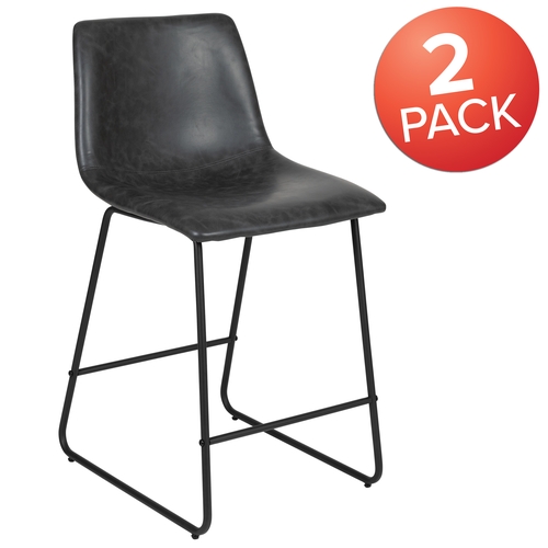 Flash Furniture 2-ET-ER18345-24-GY-GG Reagan Gray Counter Height Bar Stool - Set of 2