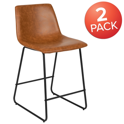 Flash Furniture 2-ET-ER18345-24-LB-GG Reagan Light Brown Counter Height Bar Stool - Set of 2