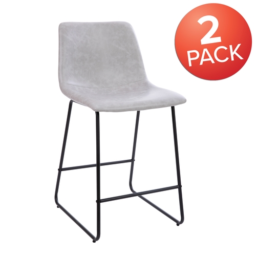 Flash Furniture 2-ET-ER18345-24-LG-GG Reagan Light Gray Counter Height Bar Stool - Set of 2