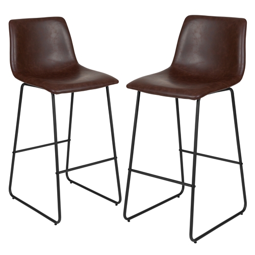 Flash Furniture 2-ET-ER18345-30-DB-GG Dark Brown Bar Height Bar Stool - Set of 2