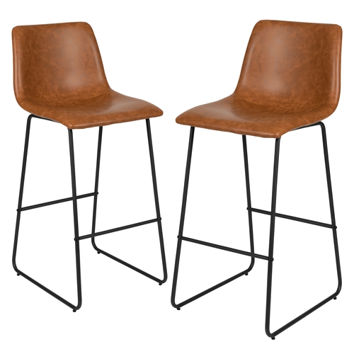 Flash Furniture 2-ET-ER18345-30-LB-GG Light Brown Bar Height Bar Stool - Set of 2