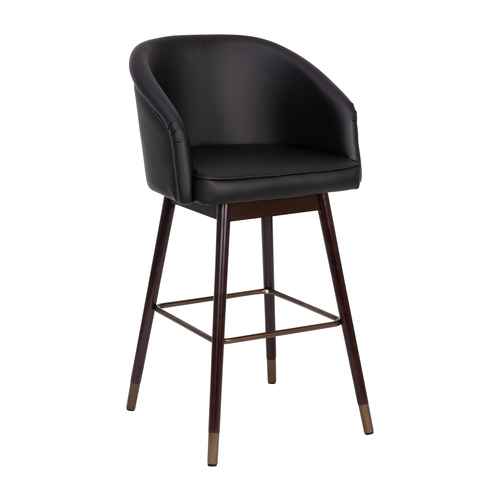 Flash Furniture AY-1928-30-BK-GG Margo Mid-Back Black Leather Bar Stool w/ Walnut Wood Legs