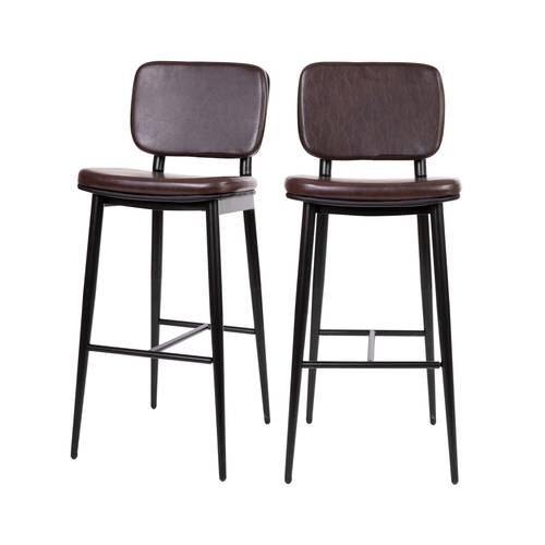 Flash Furniture AY-S01-BR-GG Kenzie Iron Frame Brown Upholstered Barstool - Set of 2 