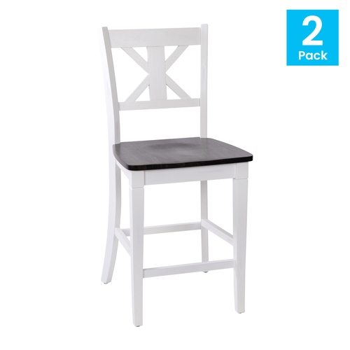 Flash Furniture ES-STBN1-24-WH-2-GG Gwendolyn Counter Height White Wash Bar Stool - Set of 2