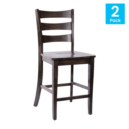 Flash Furniture ES-STBN5-24-GY-2-GG Liesel Counter Height Gray Walnut Wash Bar Stool - Set of 2