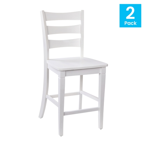 Flash Furniture ES-STBN5-24-WH-2-GG Liesel Counter Height Antique White Wash Barstool - Set of 2