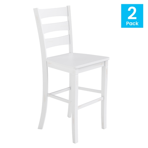 Flash Furniture ES-STBN5-29-WH-2-GG Liesel Bar Height Antique White Wash Bar Stool - Set of 2