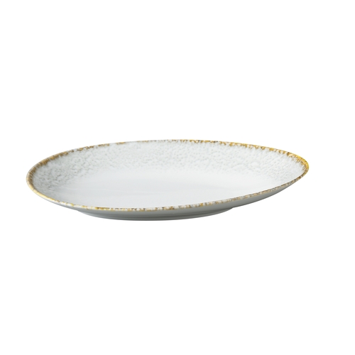 Yanco China IB-313 Iris Blue Porcelain 13.75" x 8.25" Oval Dinner Plate - 1 Doz