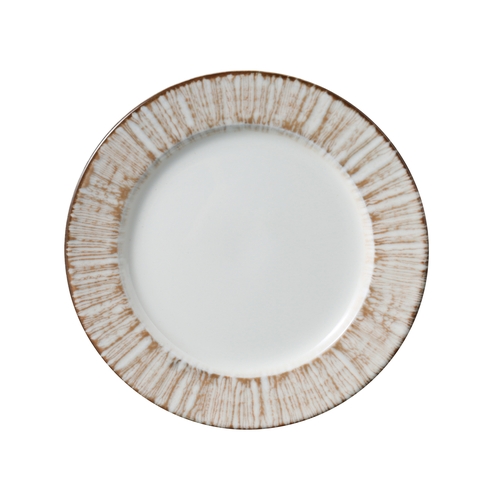 Yanco China LE-107 Legna White & Brown Porcelain 7.12" dia. Bread Plate - 3 Doz