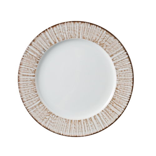 Yanco China LE-109 Legna White & Brown Porcelain 9.25"dia. Dinner Plate - 2 Doz