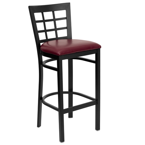 Flash Furniture XU-DG6R7BWIN-BAR-BURV-GG Hercules Black Window Back Barstool w/ Burgundy Vinyl Seat