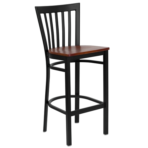 Flash Furniture XU-DG6R8BSCH-BAR-CHYW-GG Hercules Metal Schoolhouse Back Barstool w/ Cherry Wood Seat