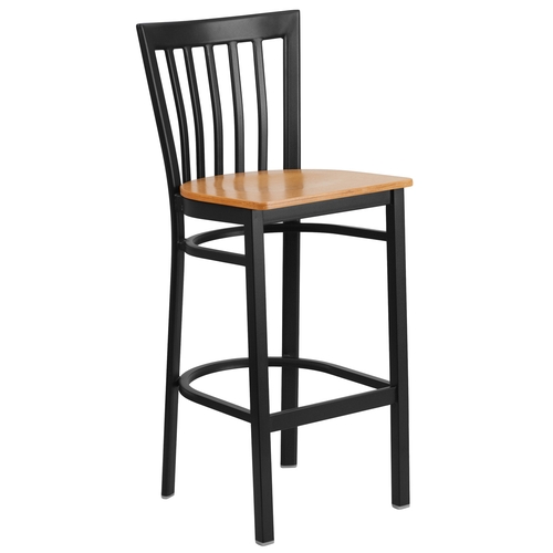 Flash Furniture XU-DG6R8BSCH-BAR-NATW-GG Hercules Schoolhouse Back Barstool w/ Natural Wood Seat