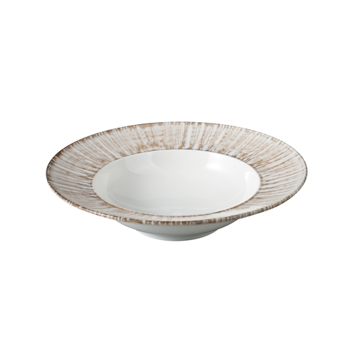 Yanco China LE-408 Legna White & Brown Porcelain 10 oz. Soup Plate - 2 Doz