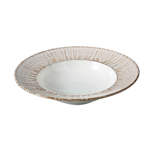 Yanco China LE-410 Legna White & Brown Porcelain 20oz. 10.25" Soup Plate- 1 Doz