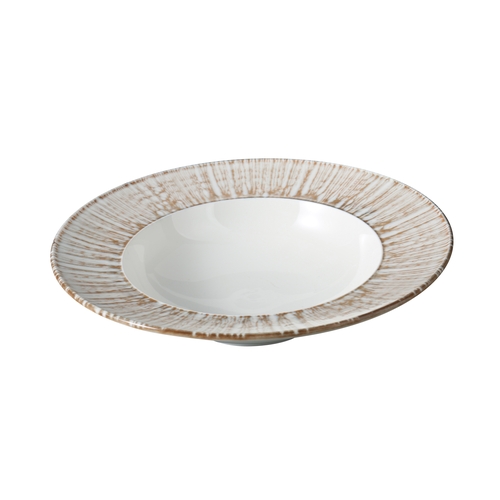 Yanco China LE-411 Legna White & Brown Porcelain 25oz. 11.1" Pasta Bowl - 1 Doz