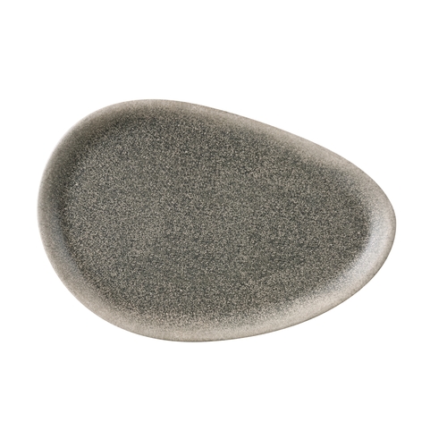 Yanco China MI-214 Misty Gray Melamine 14" x 9.75" Oval Plate - 1 Dozen