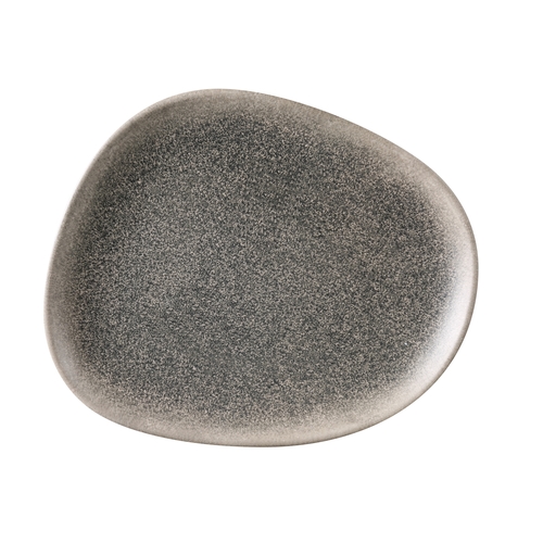 Yanco China MI-312 Misty Gray Melamine 12" x 10" Irregular Plate - 1 Dozen