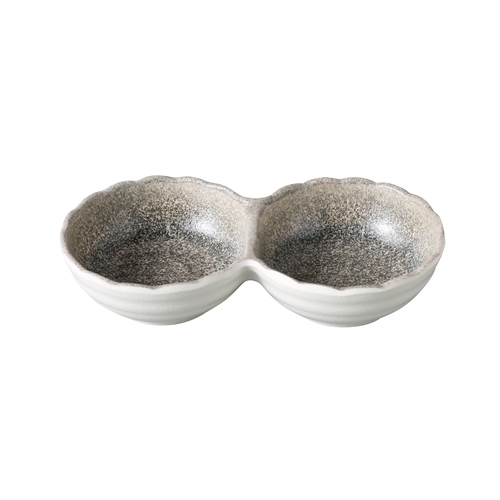 Yanco China MI-506 Misty Gray Melamine 4 oz. Divided Sauce Dish - 4 Dozen