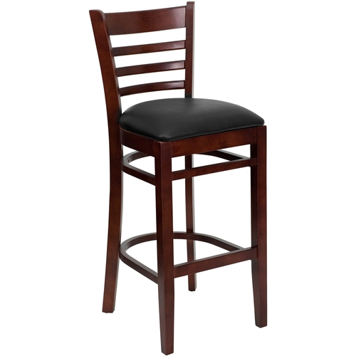 Flash Furniture XU-DGW0005BARLAD-MAH-BLKV-GG Hercules Mahogany Ladder Back Barstool w/ Black Vinyl Seat