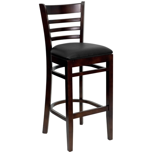 Flash Furniture XU-DGW0005BARLAD-WAL-BLKV-GG Hercules Walnut Ladder Back Barstool w/ Black Vinyl Seat