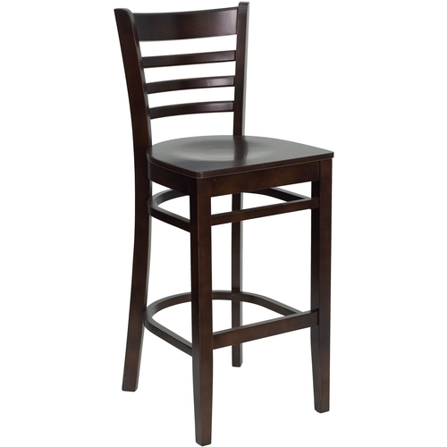 Flash Furniture XU-DGW0005BARLAD-WAL-GG Hercules Barstool w/ Walnut Wood Ladder Back & Seat