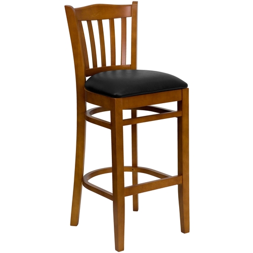 Flash Furniture XU-DGW0008BARVRT-CHY-BLKV-GG Hercules Cherry Vertical Back Barstool w/ Black Vinyl Seat