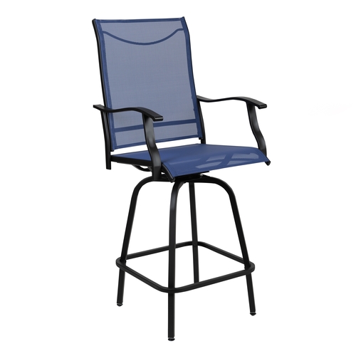 Flash Furniture 2-ET-SWVLPTO-30-NV-GG Blue Mesh Bar Height Patio Swivel Stool - Set of 2