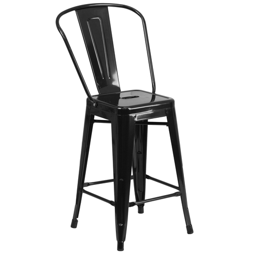 Flash Furniture CH-31320-24GB-BK-GG 24" H Black Counter Height Vertical Slat Back Bar Stool